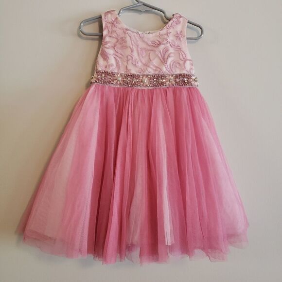 RARE EDITIONS PRINCESS DRESS JEWELS & TULLE SIZE 2T FLOWER GIRL WEDDING - Picture 1 of 8